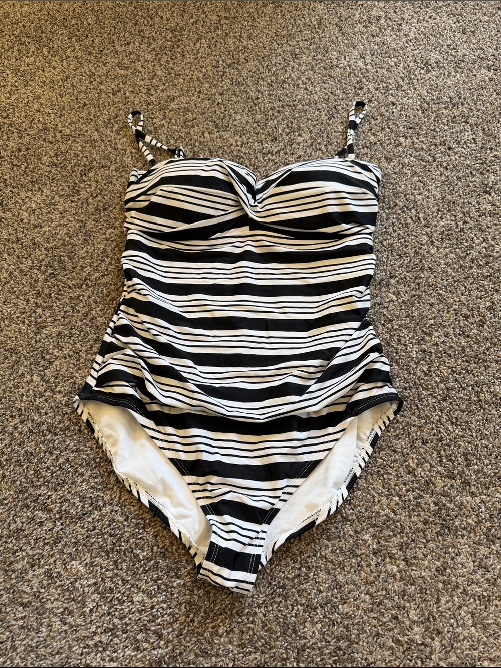 Catalina Black and White Striped One-Piece Swimwear Size XL 16-18